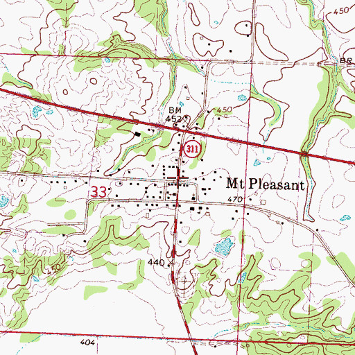 Topographic Map of Mount Pleasant, MS