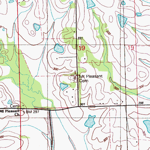 Topographic Map of Mount Pleasant Cemetery, MS