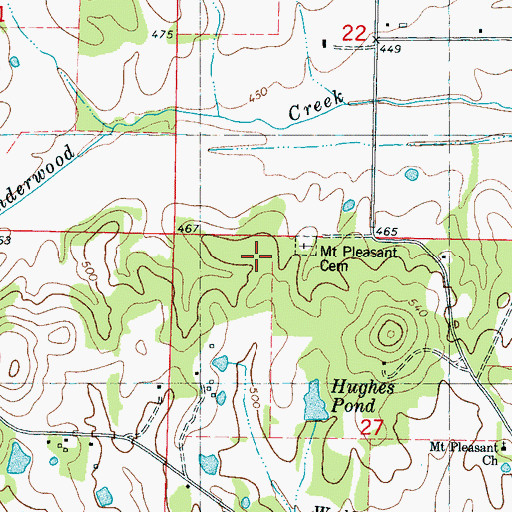 Topographic Map of Mount Pleasant Cemetery, MS