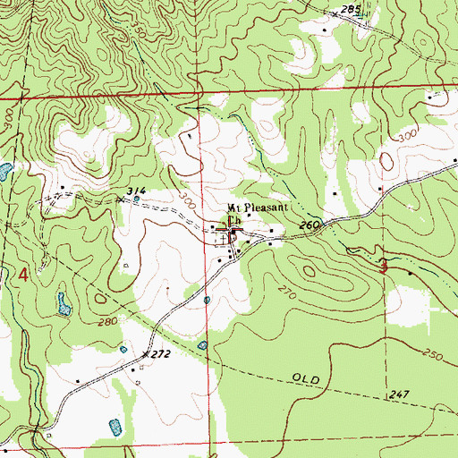 Topographic Map of Mount Pleasant Church, MS
