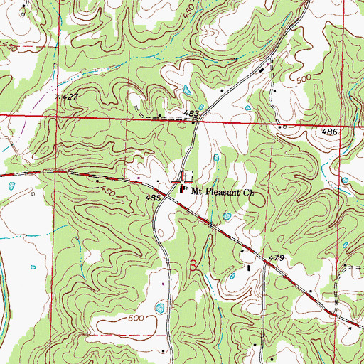 Topographic Map of Mount Pleasant Church, MS