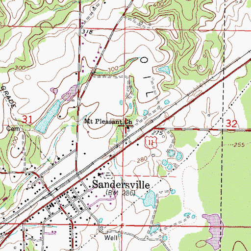 Topographic Map of Mount Pleasant Baptist Church, MS