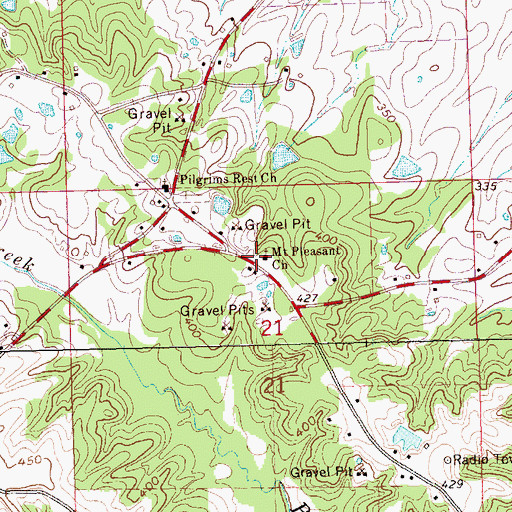 Topographic Map of Mount Pleasant Church, MS