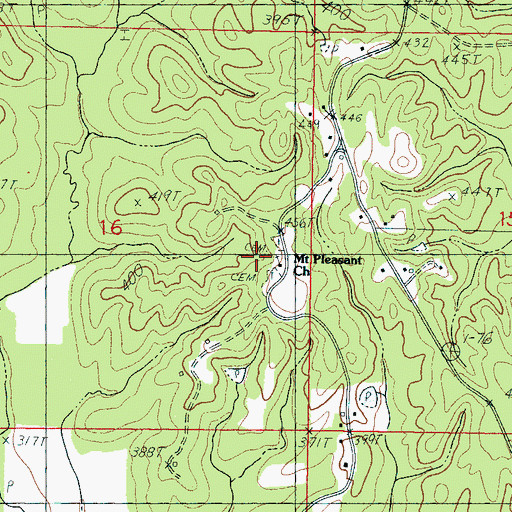 Topographic Map of Mount Pleasant Church, MS