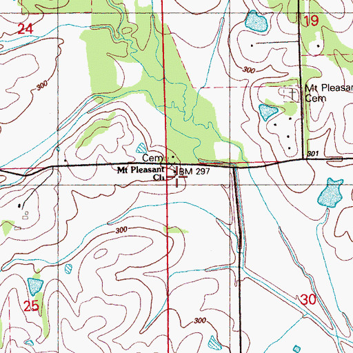 Topographic Map of Mount Pleasant Missionary Baptist Church, MS