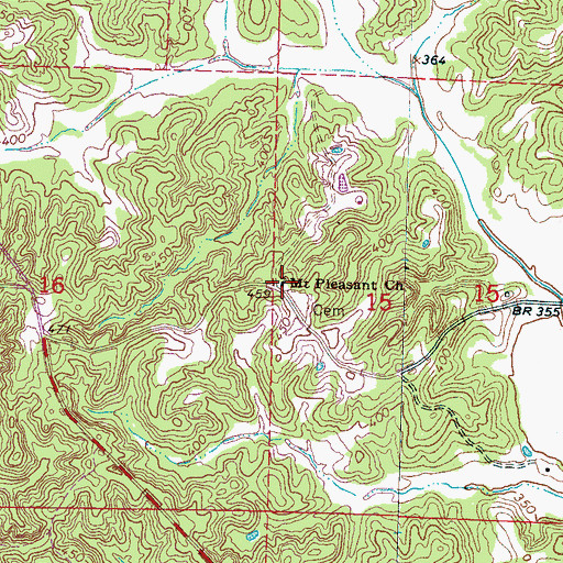 Topographic Map of Mount Pleasant Church, MS