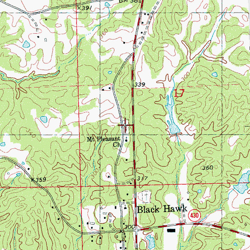Topographic Map of Mount Pleasant Church, MS