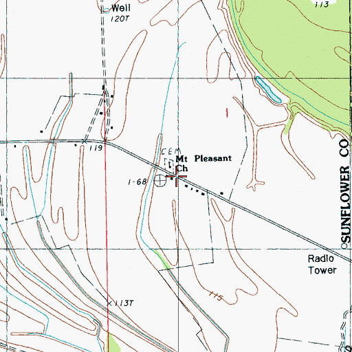 Topographic Map of Mount Pleasant Church, MS