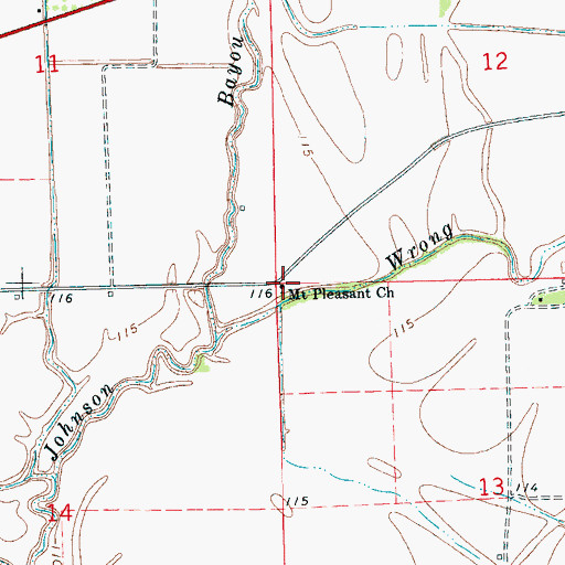 Topographic Map of Mount Pleasant Church, MS