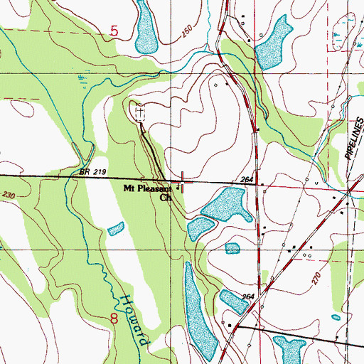 Topographic Map of Mount Pleasant Church, MS