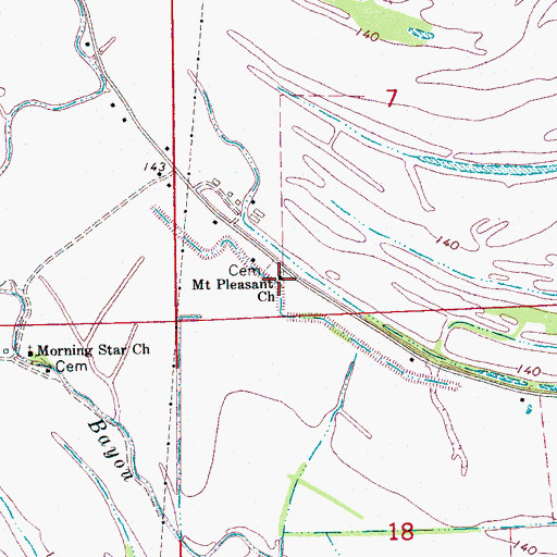 Topographic Map of Mount Pleasant Church, MS