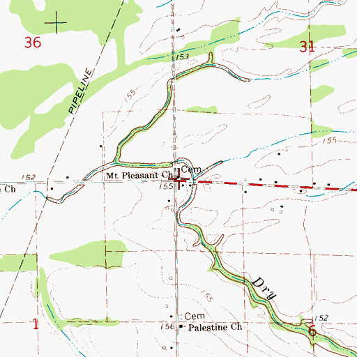Topographic Map of Mount Pleasant Church, MS