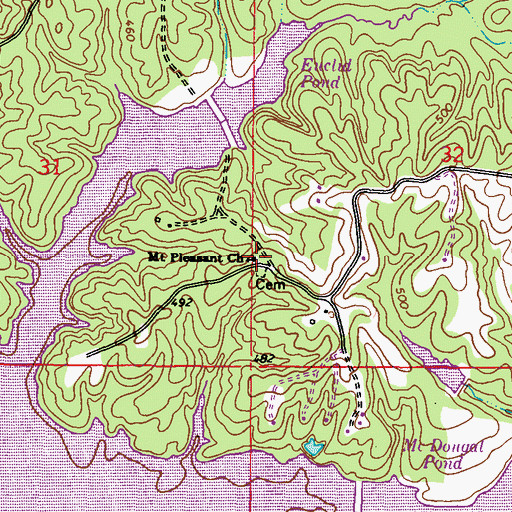 Topographic Map of Mount Pleasant Church, MS