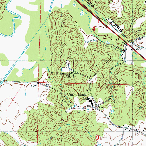 Topographic Map of Mount Pleasant Church, MS