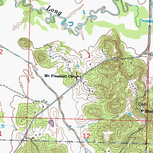 Topographic Map of Mount Pleasant African Methodist Episcopal Church, MS