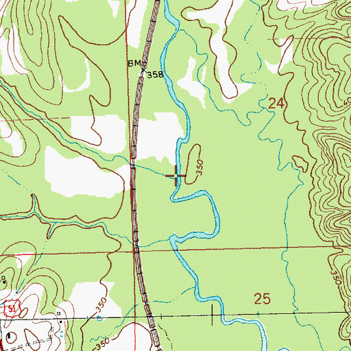 Topographic Map of Mount Pleasant Creek, MS