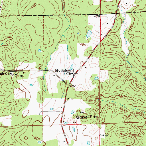 Topographic Map of Mount Salem Church, MS