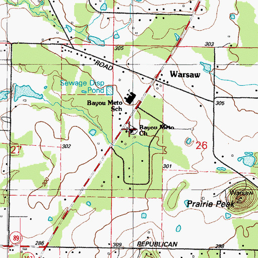 Topographic Map of Bayou Meto Church, AR