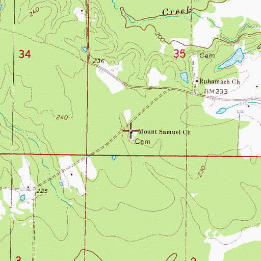 Topographic Map of Mount Samuel Church, MS