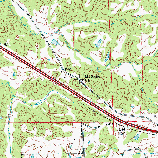 Topographic Map of Mount Shiloh Church, MS
