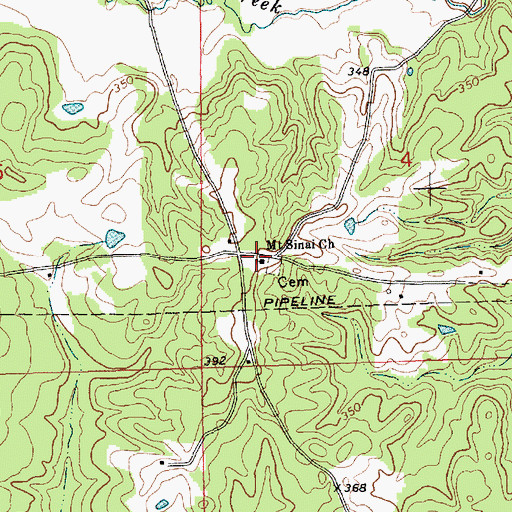 Topographic Map of Mount Sinai Baptist Church, MS