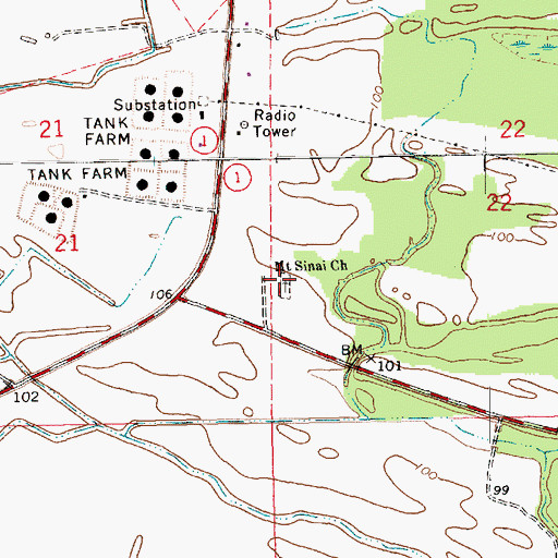 Topographic Map of Mount Sinai Church, MS