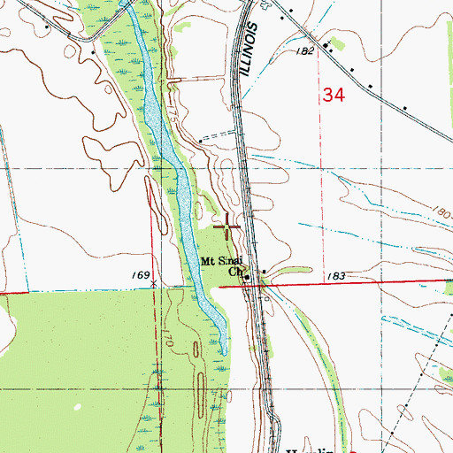 Topographic Map of Mount Sinai Church, MS