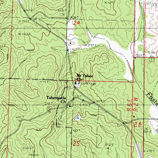 Topographic Map of Mount Tabor Cemetery, MS