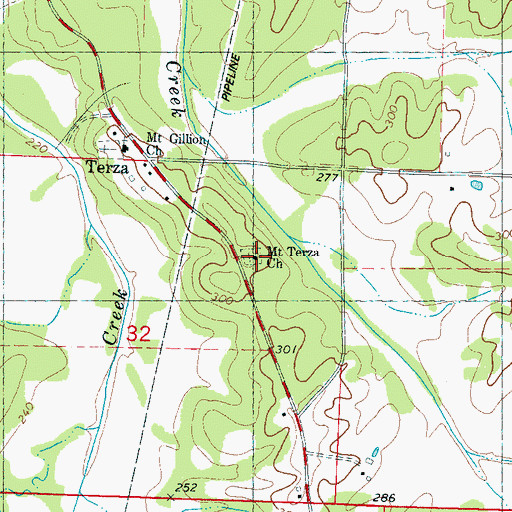 Topographic Map of Mount Terza Cemetery, MS