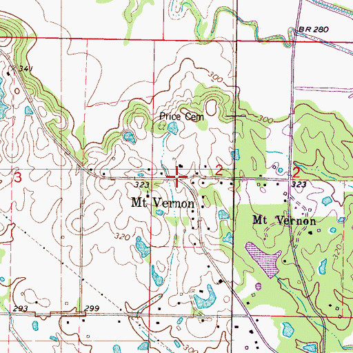 Topographic Map of Mount Vernon, MS
