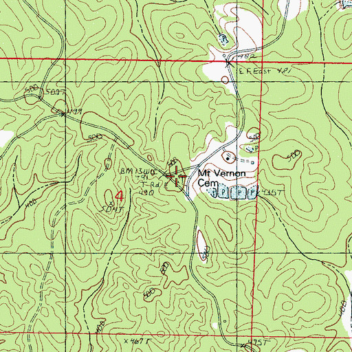 Topographic Map of Mount Vernon Cemetery, MS