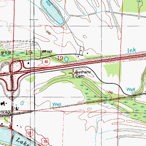 Topographic Map of Bethany Cemetery, AR