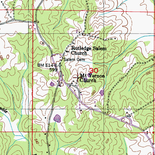 Topographic Map of Mount Vernon Church, MS