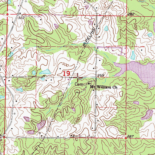 Topographic Map of Mount William Church, MS