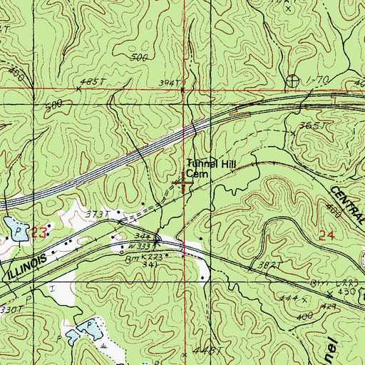Topographic Map of Tunnel Hill Cemetery, MS