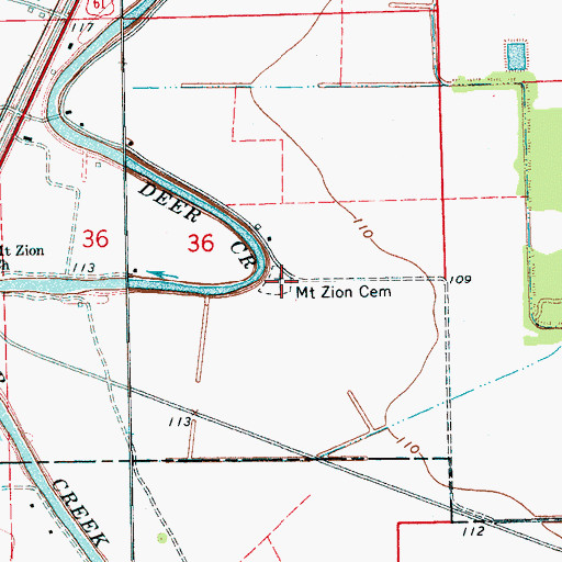 Topographic Map of Mount Zion Cemetery, MS