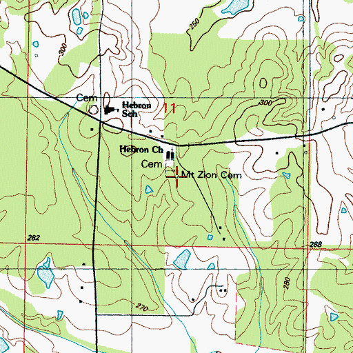 Topographic Map of Mount Zion Cemetery, MS
