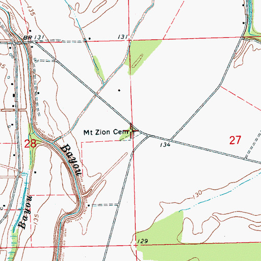 Topographic Map of Mount Zion Cemetery, MS