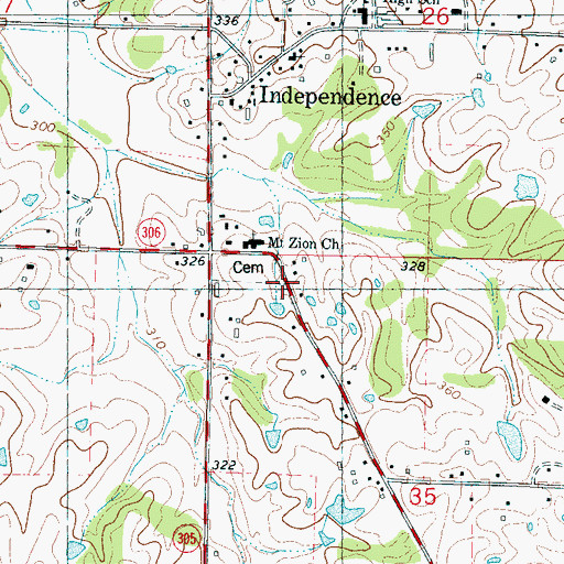 Topographic Map of Mount Zion Cemetery, MS