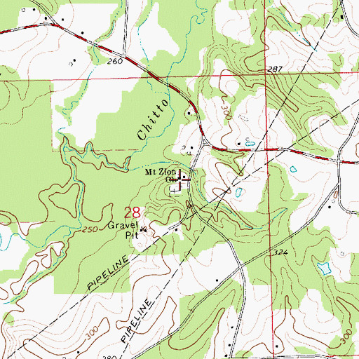 Topographic Map of Mount Zion Church, MS