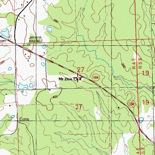 Topographic Map of Mount Zion Church, MS