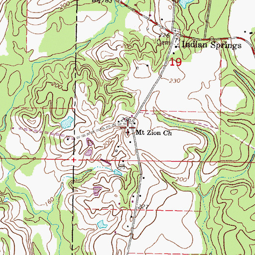 Topographic Map of Mount Zion Church, MS