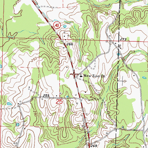 Topographic Map of Mount Zion Church, MS
