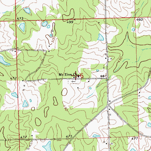 Topographic Map of Mount Zion Church, MS
