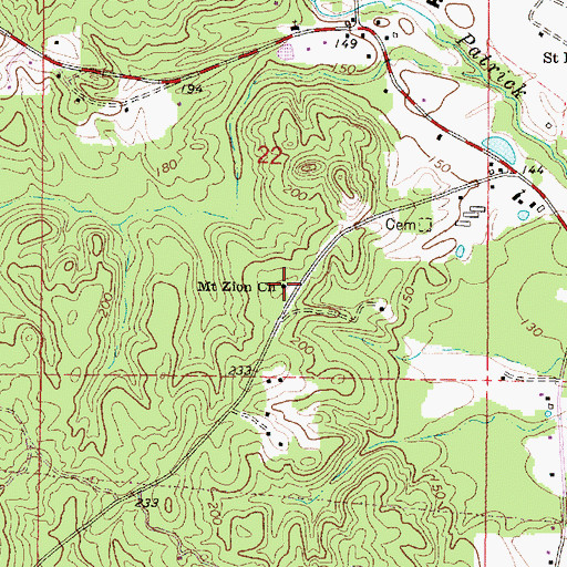 Topographic Map of Mount Zion Church, MS
