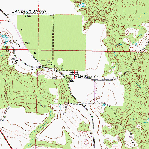 Topographic Map of Mount Zion Church, MS
