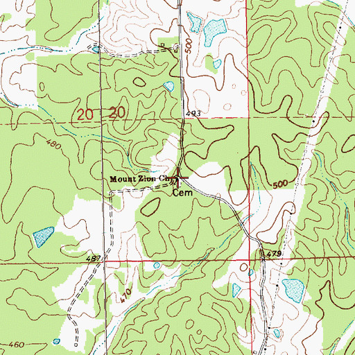 Topographic Map of Mount Zion Church, MS