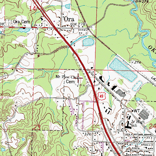 Topographic Map of Mount Zion Church, MS