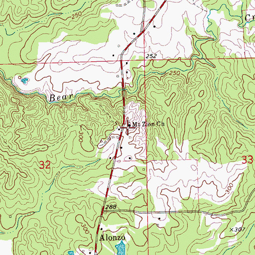 Topographic Map of Mount Zion Church, MS