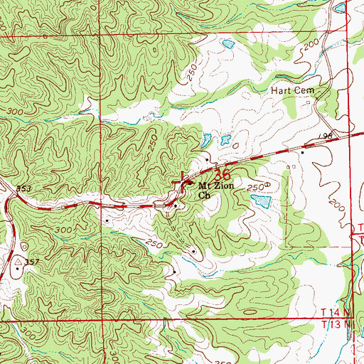 Topographic Map of Mount Zion Church, MS